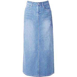 Long Denim Skirt for Women Light Blue